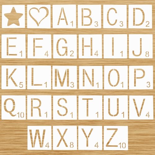 28 Stück Buchstaben Schablone Groß 15 Cm Kunststoff Alphabetschablonen Wiederverwendbare Buchstaben- und Zahlenschablonen Bastelschablonen für Holzschilder Malerei DIY und Handwerk von Styquenzer