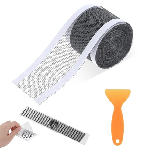 Abfluss Haarfänger Einweg 70mm X 10m, Abflusssieb Dusche mit Plastik Spatel Haarsieb Dusche Floor Drain Sticker Haarfänger Dusche Sink Strainer für Küche, Waschbecken, Duschen Badewannen, Bad von Styquenzer