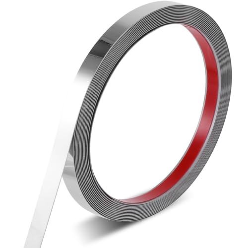 Edelstahl Wandleisten Selbstklebend 5 m × 1 cm Deckenleisten Selbstklebend Silber Wandleiste Zierleisten Selbstklebend Spiegel Aufkleber für Deckenleisten Wand Decke (Spiegelähnliche Oberfläche) von Styquenzer