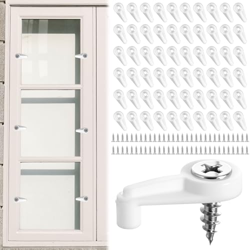 Glashalter-Clips, 60 Stück, Spiegelhalter-Clips, transparente Glastür-Halter, Sturmschutz-Clip mit Metallschrauben zur Befestigung von Fenstern, Brillen, Schranktüren (weiß) von Styquenzer