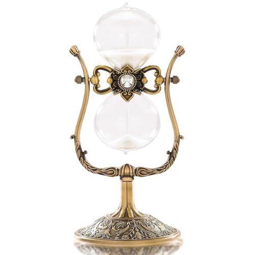 Sanduhr Timer Sanduhr 60 Minuten, 360° Drehbar Groß Messing Vintage Sanduhr Timer, Antike 1 Stunde Glas Sanduhr für Dekoration von SuLiao
