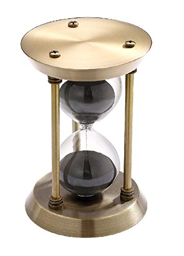 SuLiao Sanduhr 5 Minuten: Vintage Messing schwarze Sanduhr, kleine Sanduhr 5 Minuten, Reloj de Arena 5 Minuten, einzigartige antike Sanduhr für Büro, Schreibtisch, Zuhause, Geschenke, Küche, dekorativ von SuLiao