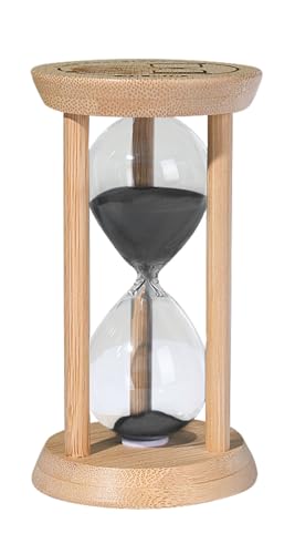 SuLiao Sanduhr aus Holz, 15 Minuten, Bambus-Sanduhr, kleine schwarze Sanduhr, 15 Minuten, Reloj De Arenai Sanduhr für Zuhause, Büro, dekoratives Spiel, Klassenzimmer von SuLiao