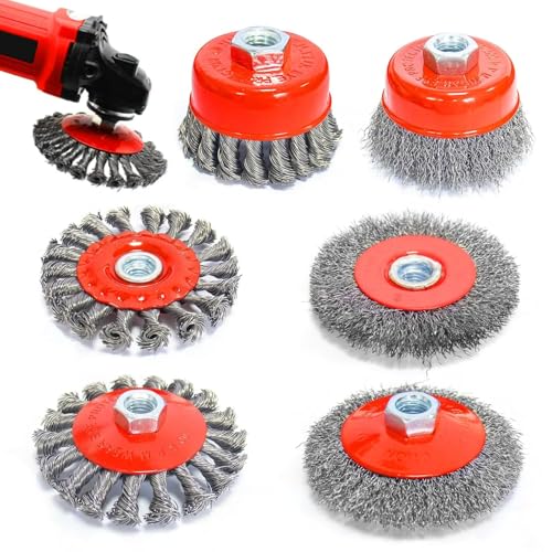 6 Stück Drahtbürste für Winkelschleifer, Winkelschleifer Zubehör, radnabenschleifer Durchmesser 75mm und 100mm, Mit M14 Modelle für Bohrmaschine Polier, Schleifen, Entrosten, Entgraten von KESTY