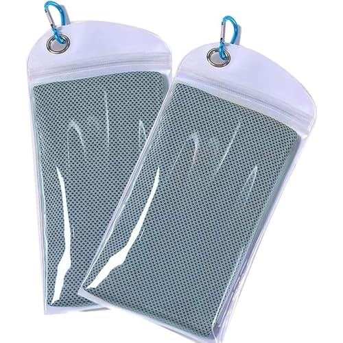 SuTe 2 Pack Kühlhandtuch, 90 x 30cm Cooling Towel Cool Towel Set Kühlendes Microfaser Handtuch Kühltuch Set Bambus Kühltuch für Golf Fitness Laufen Sport-Grau&Grau von SuTe