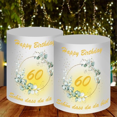 16 Windlicht Tischdeko 60 Geburtstag, Happy Birthday Deko Geburtstag, Deko 60 Geburtstag Mann Frau, Schön DASS Du Da Bist, Geeignet für Teelichter oder Kerzen von Suaflny