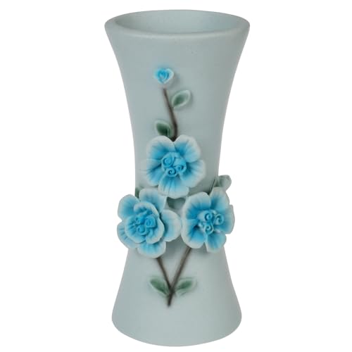 Suanti Blumen Vase, Blaue Vase mit DREI geprägten floralen Design, geeignet für Wohnzimmer Dekoration, Tischplatte Display, und Esstisch (11.5x25cm, Blue) von Suanti