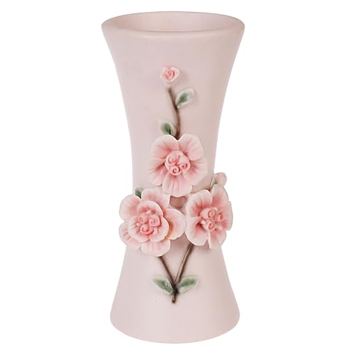 Suanti Blumen Vase, Rosa Vase mit DREI geprägten floralen Design, geeignet für Wohnzimmer Dekoration, Tischplatte Display, und Esstisch von Suanti