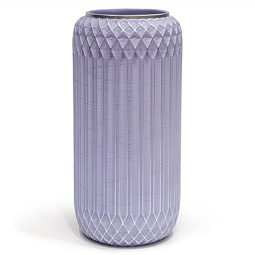 Suanti Dekorative Blumenvase (28 cm), Groß Lilac Silber Border Moderne Vase, Einzigartigen Formen Vase, Für Home Office Dekor, Tischdeko,Nachhaltig, Wasserdicht, DIY Trockenblumen Dekor Vasen (Lila) von Suanti