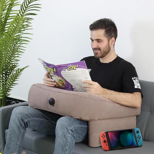 Suanti lesekissen für Bett und Sofa,Reading Pillow,Body Pillow,Lesekissen für Erwachsene im Bett, Gaming-Lesekissen, Armlehne, Häkelstützkissen, aufblasbares Lesekissen mit Armlehnen(Grey) von Suanti