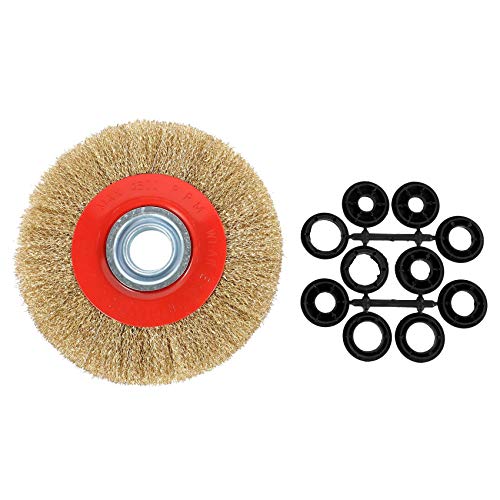 Suanzua 1 Stueck 8 200mm Stahl Flachdraht Rad Pinsel mit 10ST Adapter Ringe fuer Tischschleifmaschine Polieren Suanzua 1 Stueck 8 200mm Stahl Flachdraht Rad Pinsel mit 10ST Adapter Ringe fuer Tischschleifmaschine Polieren von Suanzua