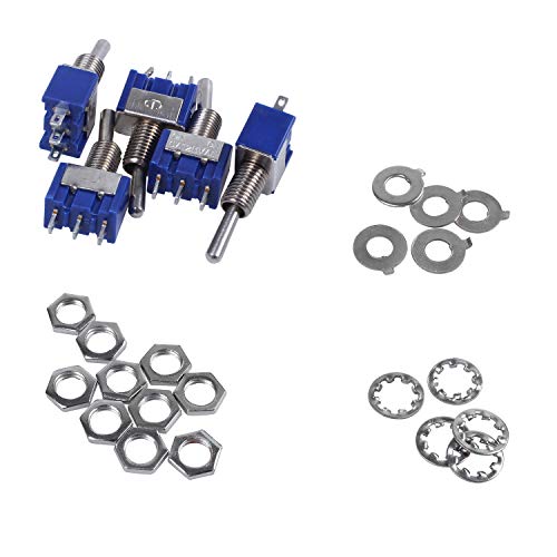 Suanzua 5 Stueck AC 3A/ 250V 6A/ 125V/ AUS SPDT Mini 2-Position Mini Verriegelungsknopf Schalter Suanzua 5 Stueck AC 3A/ 250V 6A/ 125V/ AUS SPDT Mini 2-Position Mini Verriegelungsknopf Schalter von Suanzua