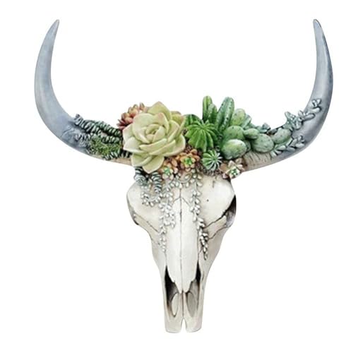 Suanzua Harz Longhorn KuhschäDel Kopf Wandbehang KuhschäDel Wanddekoration Kinderzimmer Harz Ornament mit HäNgenden S von Suanzua
