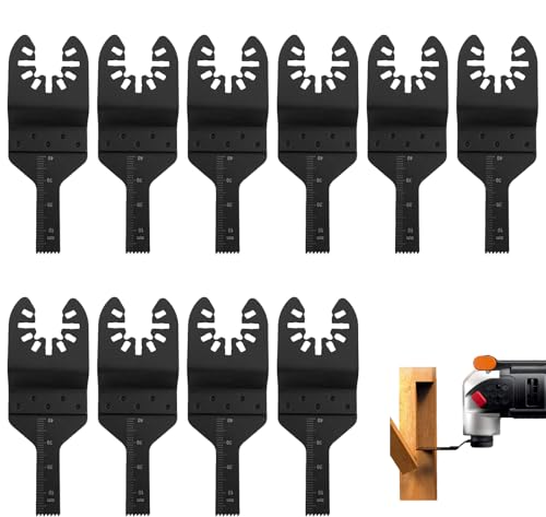 Multitool Sägeblätter Zubehör - 10Stk 10mm Holz Metall Kunststoff Multimaster Sägeblätter Multifunktionswerkzeug, Universal Schnellfreisetzung für Fein Multimaster, Bosch, Black＆Decker von SubTack