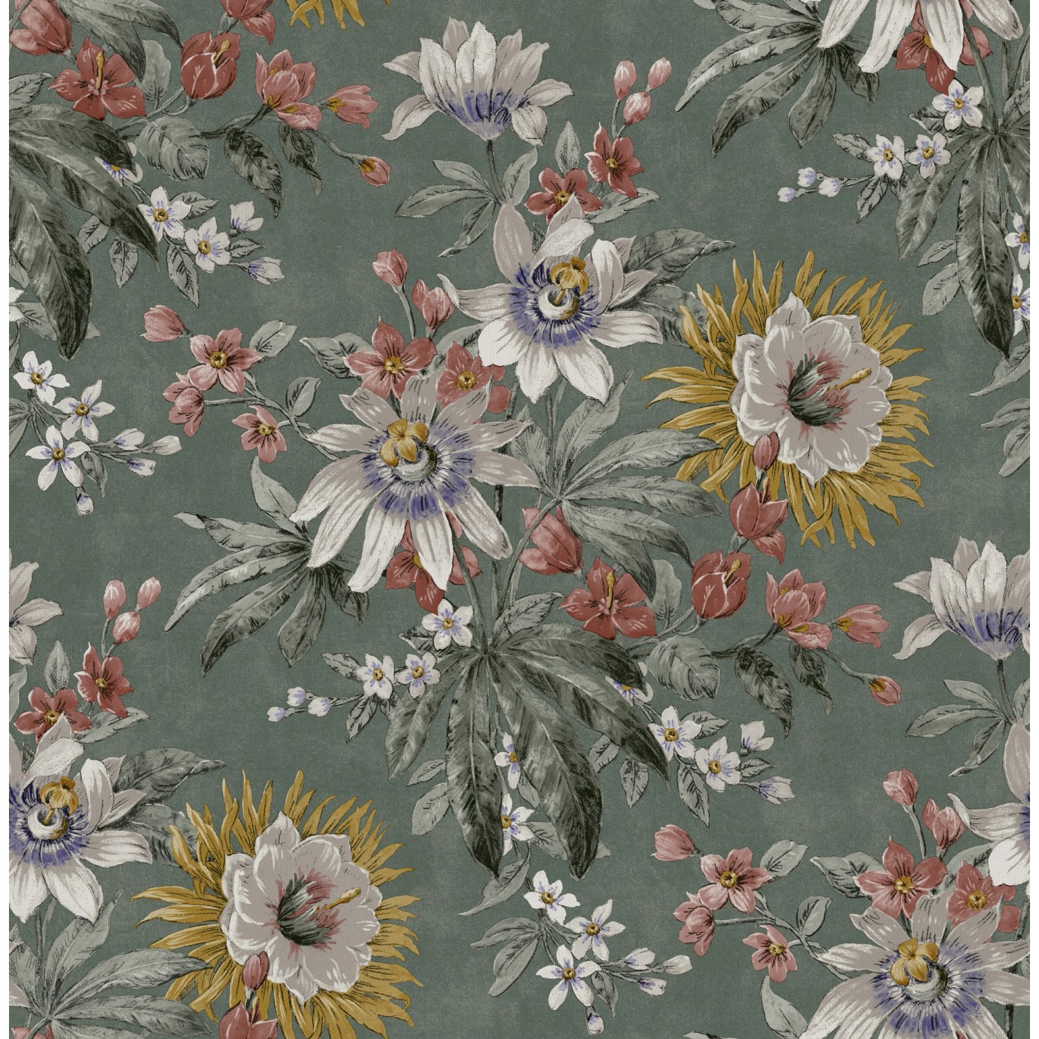 Sublime Vliestapete Elegante Blumen 10 m x 52 cm Grau-Bunt FSC® von Sublime