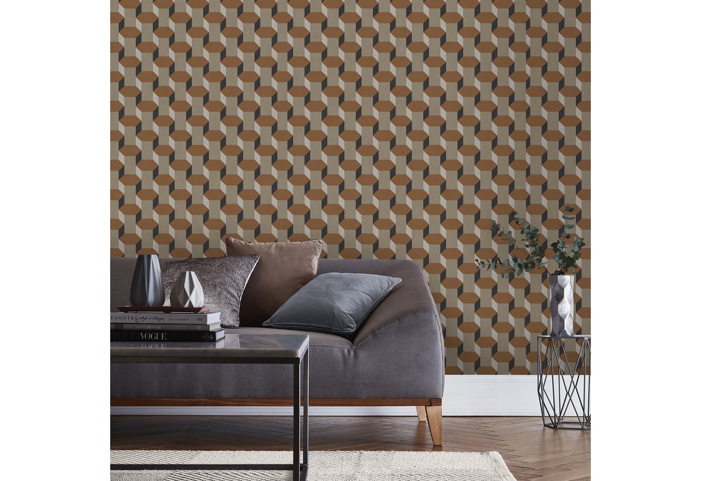 Sublime Vliestapete VINTAGE GEOMETRIC, 3D-Optik, (1 St), Design Tapeten von Sublime