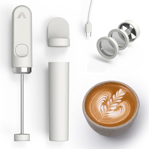 Subminimal Performance Milk Foamer - NanoFoamer Lithium Handheld Frother - Rechargeable, Dual-Speed Microfoamer - Microfoamed in 30 Seconds - Barista-Style Coffee Drinks at Home, White Special Edition von Subminimal