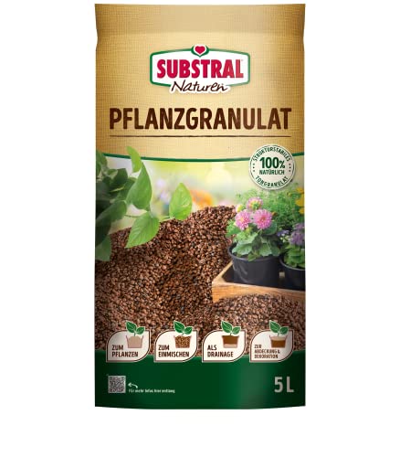 Substral Naturen Bio Pflanzgranulat, Tongranulat für Zimmer und Balkonpflanzen, torffrei, 5 L, 5 Liter von Substral