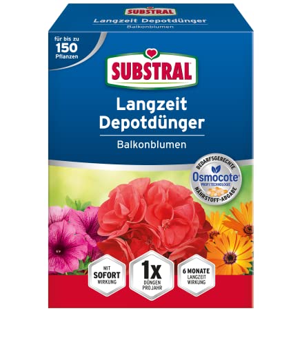 Substral Balkonblumen Langzeit Depotdünger, für Geranie, Surfinie, Dipladenie, Petunie, Fuchsie, Begonie, u.a., 1,5kg von Substral