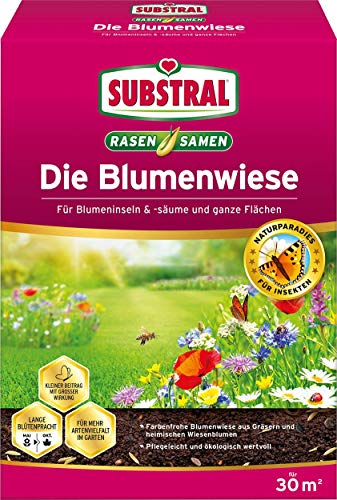 Substral Die Blumenwiese Rasen- & Blumensamen für ein attraktives Bienen- und Nützlingsparadies, 300 g von Substral