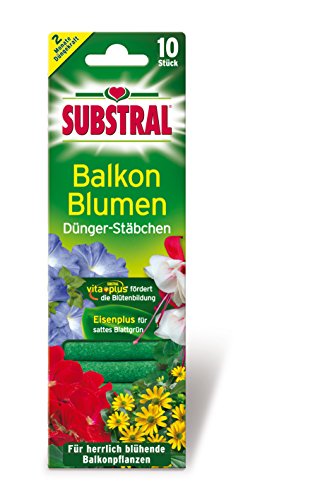 Substral Dünger-Stäbchen für Balkonpflanzen mit Eisen-Plus und 2 Monate Langzeitwirkung, 10 Stück von Substral