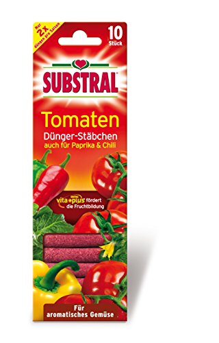 Substral Dünger-Stäbchen für Tomaten, Chili, Peperoni, Gurken, Zucchini und Paprika, etc., mit Langzeitwirkung, 10 St. von Substral