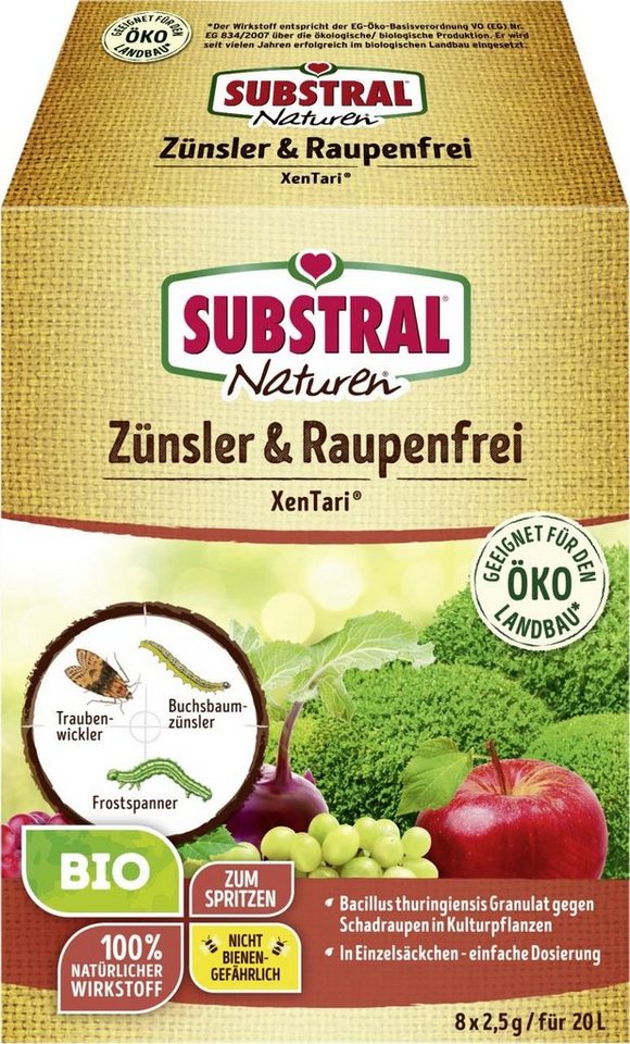 Substral Fliegengitter-Gewebe Naturen Bio Zünsler & Raupenfrei XenTari 8 x 2,5 g von Substral