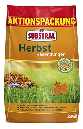 Substral Herbst Rasendünger, kaliumreicher Spezial-Rasendünger mit lang anhaltender Wirkung für 250 m², 6,25 kg Sack von Substral