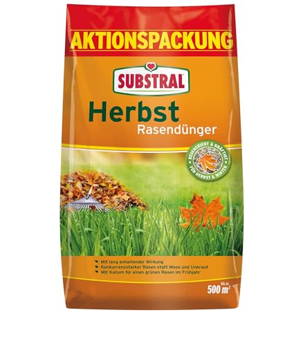 Substral Herbst Rasendünger, kaliumreicher Spezial-Rasendünger mit lang anhaltender Wirkung für 500 m², 12,5 kg Sack von Substral