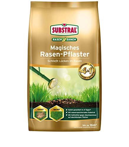 Substral Magisches Rasen-Pflaster, 4in1 Rasenreparatur Rasensamen + Premium Keimsubstrat + Dünger und Haftmittel, 3,6 kg von Substral