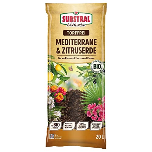 Substral Naturen Mediterrane & Zitrus Erde Bio & torffrei, für Zitruspflanzen, Kräuter, Palmen, etc., 20L von Substral