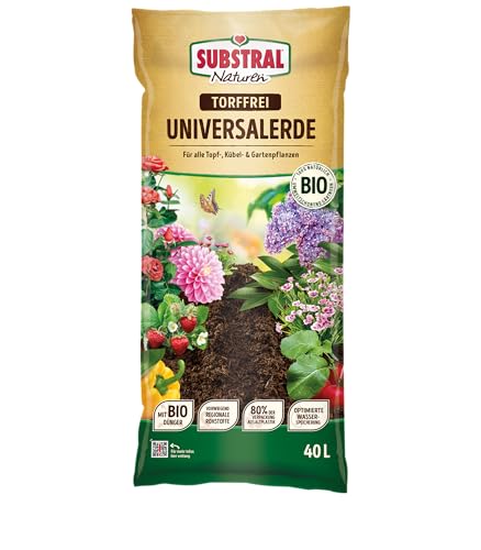 Substral Naturen Universalerde Bio & torffrei 40l, für Zimmer-, Balkon und Kübelpflanzen, in Beeten und Rabatten von Substral