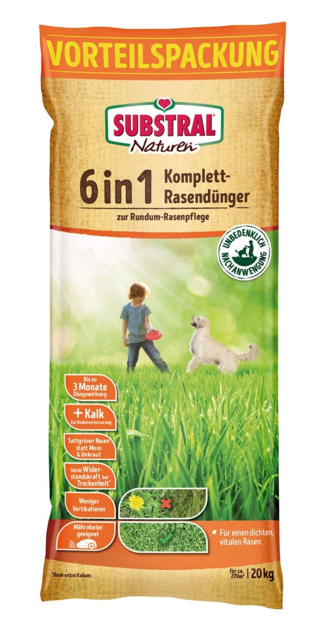 Substral Naturen 6 in 1 Komplett-Rasendünger f. 266 m² 20 kg von Substral