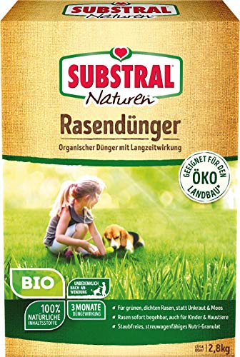 Substral Naturen Bio Rasendünger, organischer Volldünger, 3 Monate Langzeitwirkung, alle Rasenarten, bis zu 80 m², 2,8kg von Substral