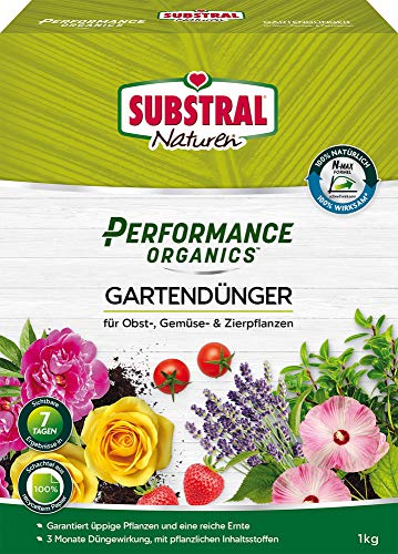 Substral Naturen Performance Organics Gartendünger, Organischer Dünger für alle Gartenpflanzen, düngt 3 Monate, 1 kg von Substral