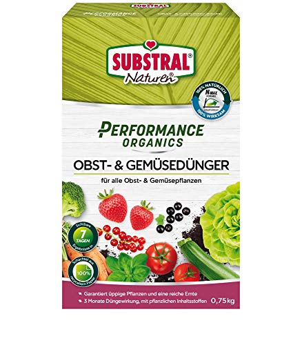 Substral Performance Organics Obst & Gemüse Dünger, natürlicher Lanzeitdünger, 3 Monate Langzeitwirkung, 750g von Substral