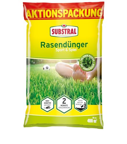 Substral Premium Rasendünger Sport & Spiel - Langzeitwirkung für 400 m², 10 kg, Kräftiges Grün von Substral