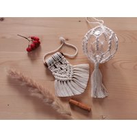 Eco Weiße Makramee Weihnachten, Christbaumschmuck Set, Boho Weihnachten von SubtiliaDream