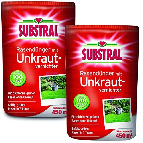 2 x 9 = 18 Kg für 900 m² Substral Rasendünger mit Unkrautvernichter - Profiqualität mit 100 Tage Langzeitwirkung und Unkrautvernichtung in einem Arbeitsgang 2 x 9 = 18 Kg für 900 m² Substral Rasendünger mit Unkrautvernichter - Profiqualität mit 100 Tage Langzeitwirkung und Unkrautvernichtung in einem Arbeitsgang von Subtral