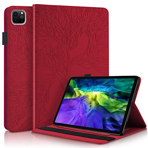 Succtop iPad Pro 11 Zoll 2018/2020 Hülle PU Leder Folio Flip Brieftasche Case Auto Schlaf/Wach Funktion Intelligente Schutzhülle mit Stifthalter für Apple iPad Pro 2020/2018 11 Zoll Rot von Succtop