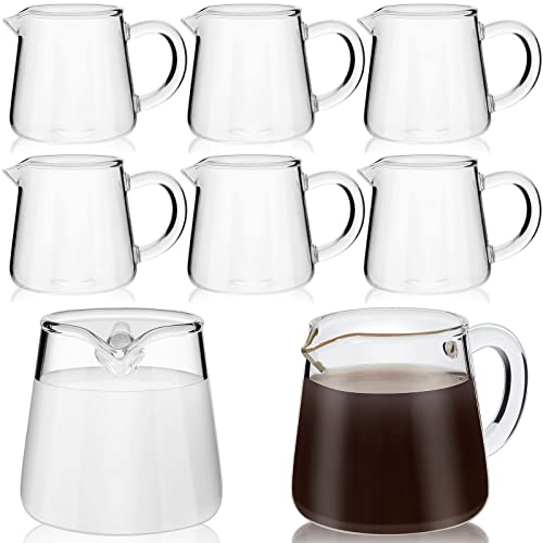 8 Stück Glaskännchen Krug Transparenter Milchausgießer Mini Milchkrug Kleine Glaskrug Mini Karaffe Kaffee Tasse Kaffee Kanne Sahnekanne Krug für Milch Kaffee Tee Sirup (Stilvoll, 65 ml) von Suclain