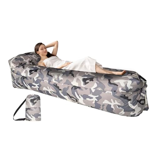 Sucritude Aufblasbare Couch - Luftsofa Für Camping - Falibares Wasserdichtes Möbelstück Gemütlicher Lounger Für Sitzbereich Schlafen Reisen Kino Outdoor von Sucritude
