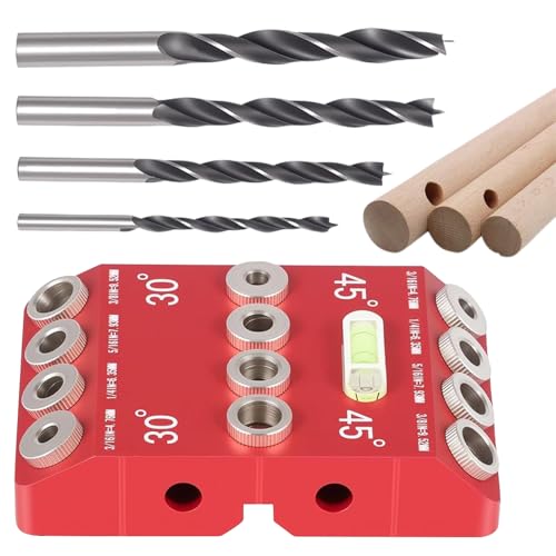 Sucritude Bohrschablone Für Gerade Löcher,30 45 90 Grad Bohrschablone mit Winkelführung | Präzisionsausrichtung Zubehör für Holzwerkarbeit Treppengeländer Decks Geländer universell einsetzbar von Sucritude