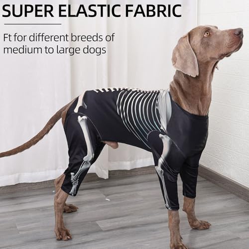 Sucritude Großhunde Halloween Kostüme - Skelett Halloween Kostüm Für Hunde,Atmungsaktive Kostüme Für Thanksgiving Weihnachten Und Festivalsaison von Sucritude