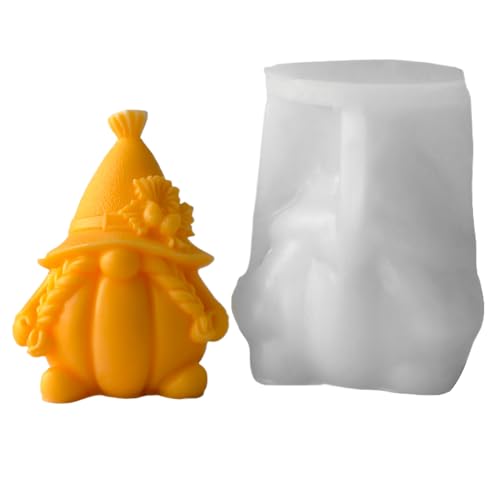 Sucritude Halloween Silikonformen,3D Kürbis Gnom Form | Herbstgnom Backform für Kuchenlolli Seifenguss Fondant Deko Zapfenkerze von Sucritude