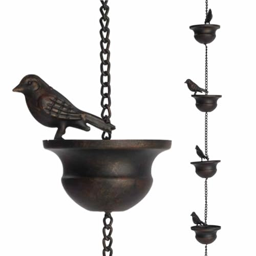 Sucritude Regenrinnen-Ketten - Dekoratives Klangspiel Mit Wassersammler - Dekorative Vogeltränkenkette Als Regenfallrohr-Ersatz Für Outdoor, Garten Und Hof von Sucritude