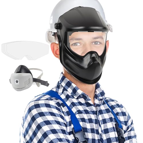 Sucritude Schweißerschutzmaske,Stoßfeste Schweißhaube | Vollständiger UV Schutz Staubdicht Große Sichtfläche Für Lichtbogenschneiden Pipeline MIG Metallarbeiten Kfz Industrie BAU von Sucritude