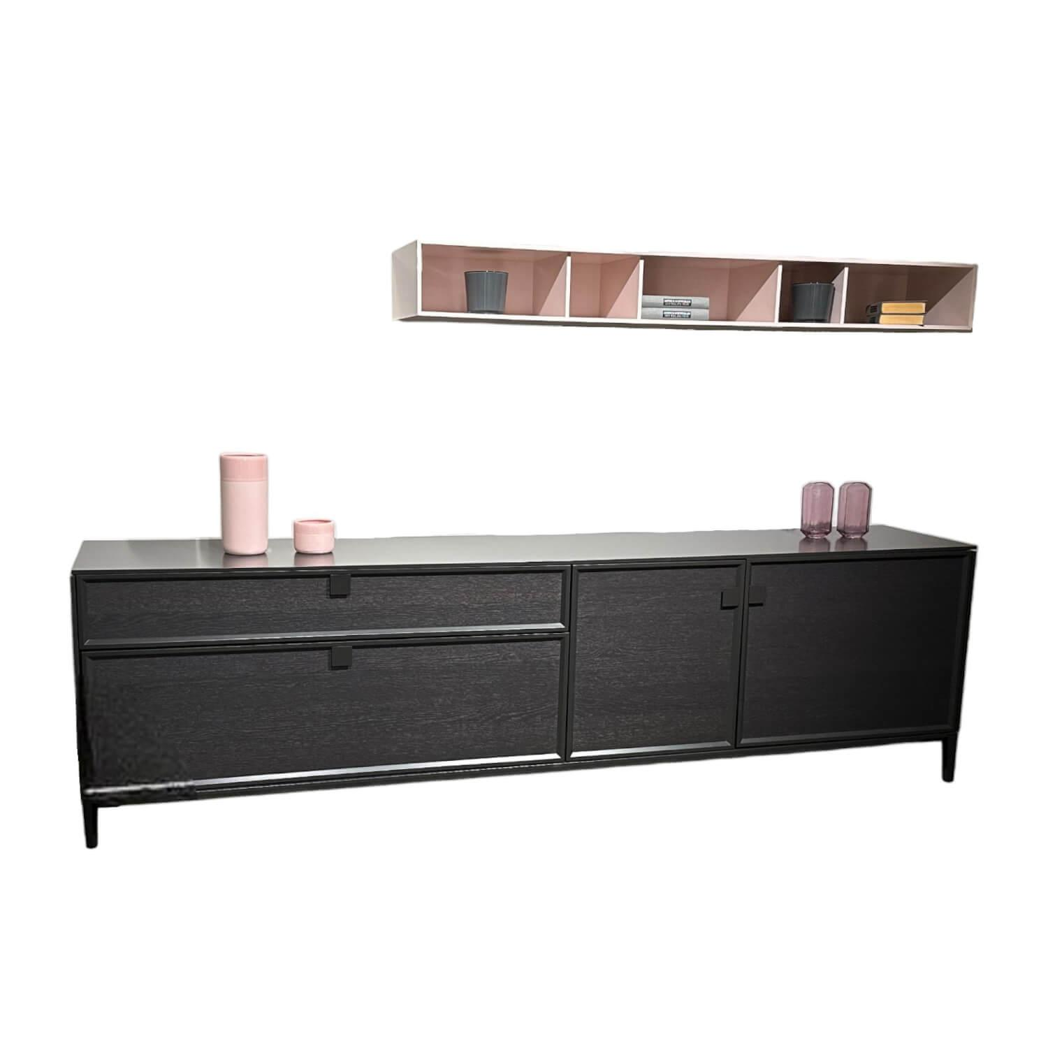 Sideboard mit Regal Artayo Glattlack Cosmos 436 Schwarz Abdeckplatte Glattlack C... von Sudbrock