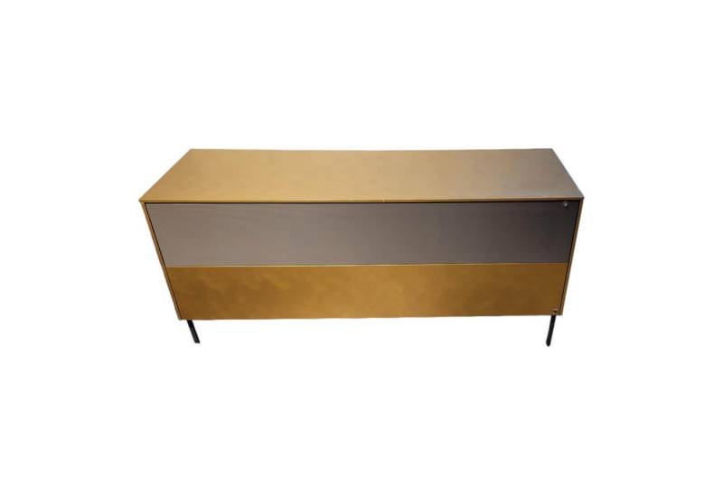 Sudbrock Anbauschrank Lowboard Gold Gebürstet Lochblechklappe Onyxgrau Füße Metall Schwarz von Sudbrock