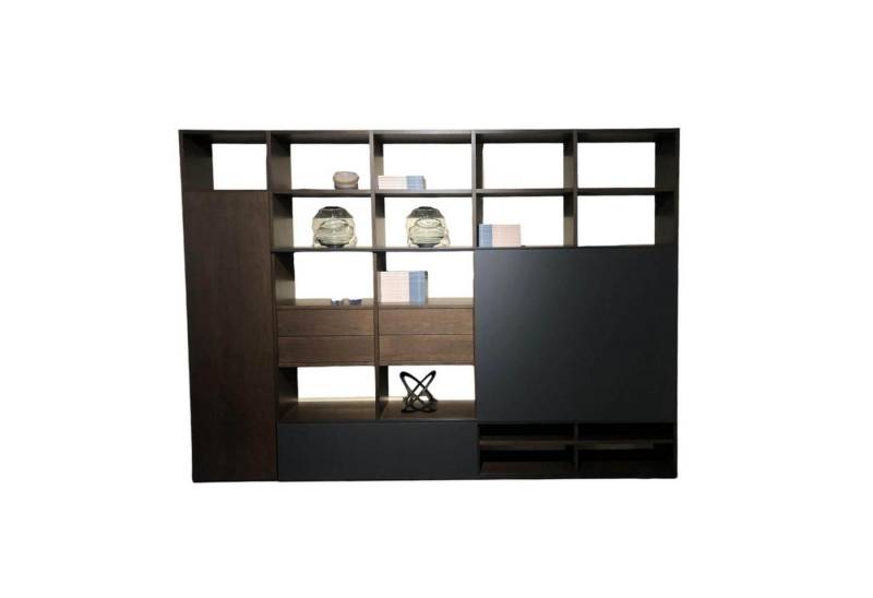 Sudbrock Anbauschrank Wohnwand Fokus Wildeiche Coffe Dunkelbraun Glas Cosmos von Sudbrock